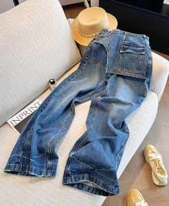 Stylish High Waist Straight Leg Wide Leg Jeans Womens Fashionable Retro Design Casual Autumn Temperate Zipper Pocket