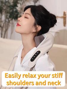 Jinkairui Hand-grip Kneading Shoulder and Neck Massager Shawls with Heat Shiatsu Massager for Neck Back Shoulder Muscle Pain Relief (Rechargeable)
