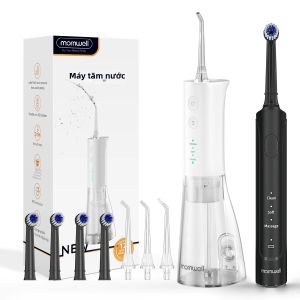 Mornwell | Combo Bàn Chải Đánh Răng Điện Sonic 5 Tốc Độ Và Máy Tăm Nước Cầm Tay 4 Tốc Độ - Bộ Vệ Sinh Răng Miệng 2 Trong 1 Kèm Pin Sạc