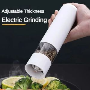 Electric Stainless Steel Pepper Grinder Seasoning Jar Black Pepper Grinder Electric Small Grinding Bottle Adjustable Coarseness