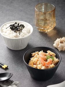 Japanese Style Ceramic Bowl for Rice Soup Dessert Fruit Breakfast Home Use Dining Utensils Glossy Stone Pattern Ins Style