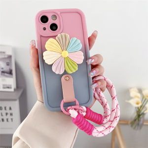 Korean Floral Wristband Bracelet Phone Case Compatible For Huawei P30 Pro P40 Pro P50 Pro P60 Pro Nova 7 Nova 8 Nova 9 Nova 10 Nova 11 Honor 50 Nova 9se Honor 50se Honor 60 Waterproof Soft TPU Back Cover