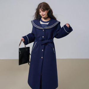KEIKO | Luxury Style Lace Trim Long Womens Wool Coat Winter
