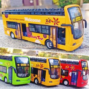 Door Opening Double Deck Bus Model with Lights and Sounds Alloy Bi-Articulated