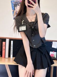 Sweet Spicy Waist-Slimming JK Uniform Two-Piece Set Shirt and Skirt