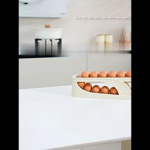 SK-C993 Tempat Telur Ayam Kulkas 2 Tingkat Bergulir Otomatis / Rak Telor Egg Box Kotak Penyimpanan Penyimpanan Telur Hemat Ruang Organizer Telur Kemiringan 10 Derajat - Lazada