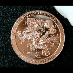 1 AVDP Oz Year of the Dragon Chinese Zodiac .999 Fine Copper Round Coin GSM USA 1 Oz Copper Round Coin COPPERMAN