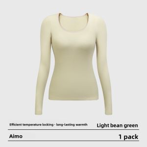 Aimo | Warm Fleece Lined Thickened Round Neck Womens Thermal Underwear One Layer Long Sleeve Base Layer Shirt Eco Friendly Fabric