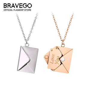 Bravego thời trang nữ Thép titan phong bì Mặt dây chuyền tình yêu thư tỏ tình Vòng cổ quà tặng trang sức ngày Valentine