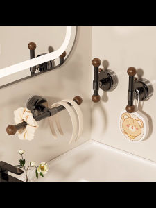 Bathroom Suction Cup Hook Hair Ties Storage Rack Strong Load Bearing Hair Bands Organizer No Drilling Required Wall Mount