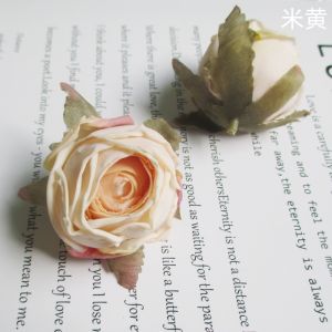 Artificial Dried Rose Bud Silk Flower Edge Burning Fake Flower DIY Hanfu Headwear Ancient Style Wedding Decoration