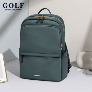 GOLF QUALITY Fashionable Women Waterproof Travel Backpack 15 inch Laptop Backpack Large Capacity Commuting School Bag Multi-Functional Nylon Double Shoulder Bag Solid Color