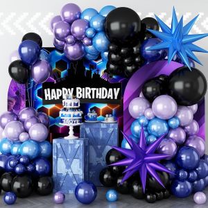 Blue Purple Series Balloon Arch Set Contains Purple Light Blue Balloons and Beauty Suitable for Theme Birthday Party Decoration