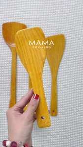 Mama Cooking - ตะหลิวไม้ ทัพพีไม้ กระบวยไม้ ขัดผิวเรียบ เคลือบกันน้ำ ผลิตจากไม้ธรรมชาติ