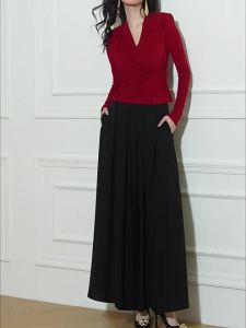 Slimming Red Elegant Socialite Style Suit Set