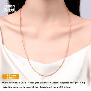 999 Pure Silver Necklace for Women Flagship Chain Rose Gold Plated 18K Gold Chopin Chain Fashionable Korean Style Jewelry