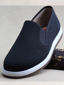 Traditional Beijing Cloth Shoes Mens Health Grass Bottom Breathable Anti-slip Dad Shoes Comfortable Flat Heel round Toe