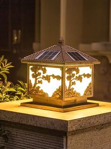 Đèn năng lượng mặt trời trụ cổng họa tiết cây tùng cao cấp chính hãng MIFIDI Solar Sáng Mạnh Trên 15h Tấm Pin Mono - BH MIỄN PHÍ tận nhà 1 năm