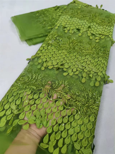 Vải Ren Lưới Thêu Cao Cấp Guipure Nigeria Châu Phi Đính Kim Tuyến 5 Thước Dùng Cho Đầm Chất Liệu Organza Mới Nhất LY6392 2025