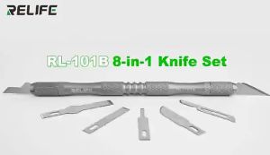 RELIFE RL-101B 8-in-1 Degumming Spade Scraper High Toughness Knife Set For Mobile Phone Mainboard BGA PCB Chip IC Repair Tools