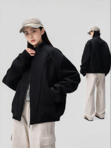 AOGZ | Hoodless Snap-front Loose Plain Hoodie
