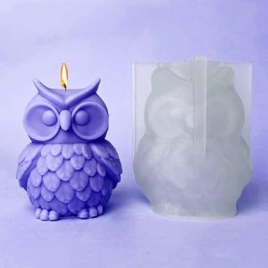 Cute Owl Silicone Candle Molds 3D Owl Soap Plaster Resin Crafts Casting Mold DIY Handmade Animal Chocolate Ice Cake Baking Tool