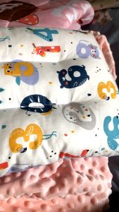 Kids Bean fleece Pillow with skin friendly Cotton Cute Cartoon Kids Sleeping Pillows Cotton Infant Baby Prevent Flat Head Pillow Kids 儿童睡觉枕头