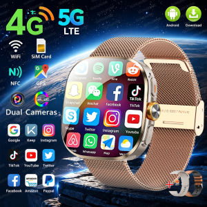 2026 New 128GB Storage Smart Watch With SIM Card Rotary Camera GPS WIFI Android 10.0 Compass 2.4" AMOLED Large Screen Smartwatch