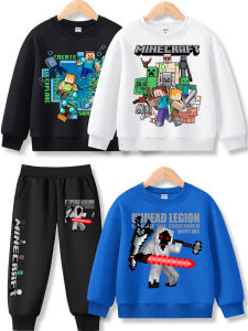 World of Warcraft Fleece Lined Long Sleeve Childrens T-Shirt Set for Boys Autumn Winter Warm Printed Loose Fit Cotton Polyester