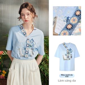 LIANGSANSHI | Áo Thun Thiết Kế Rộng Tay Ngắn V Neck