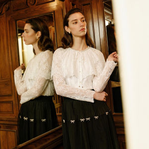 Koradior | White Lace and Beads Design Blouse