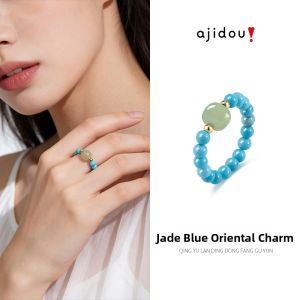 ajidou | Elastic Chinese Style Design Jade Ring