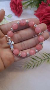 [Bộ Vòng Cho Mẹ và Bé] Vòng Tay Mân Côi Thạch Anh Hồng Phối Bạc S925 | Vật Thánh Công Giáo