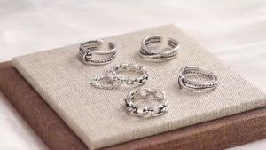 925 Sterling Silver Open Retro Ring For Women Geometric Punk Asymmetric Jewelry Gift Wholesale Dropshipping