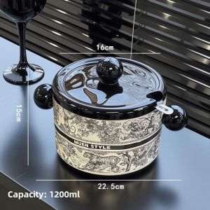 Ceramic Pork Fat Jar Food Grade Storage Container with Lid for Hot Pepper Oil Kitchen Storage Utensil Durable Household Item