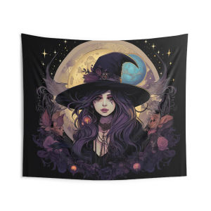 VIKAMA Dark Moon Witch Tapestry Gothic Mysterious Background Cloth Living Room Decoration Room Decoration
