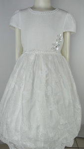 Big Joy Girls First Communion Dress with Applique Flower Sequins White For Ages 8 12 years Old 554451