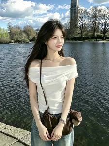 La Chapelle | Áo Thun Mỏng Hè Cổ V Tay Ngắn Kiểu Pháp