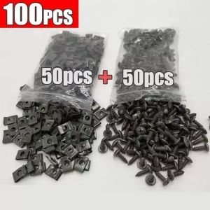 20-100pcs General Motors metal U-shaped screw accessory fixture motorcycle rust and mud protection buckle ring iron plate screw
