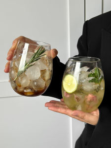 Modern Minimalist Japanese Restaurant Juice Cup Glass Egg Shape Beverage Mug Transparent Color Universal Versatile Glass Cup