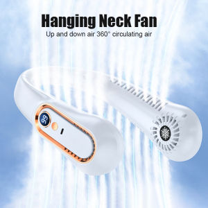 Neck Fan Mini Portable Lazy Silent Bladeless Fan Usb Charging Home Office Camping Digital Display 5 Gear Neckband Air Cooler