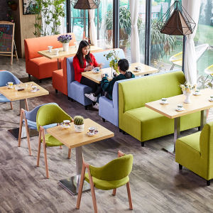 Dessert Milk Tea Shop Deck Sofa Table and Chair Combination Minimalist Fresh Table and Chair Western Restaurant Coffee Shop Sofa Double