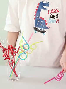 10pcs Thickened pipe wall Curly Drinking Straws Creative Colorful PET curved straw Colorful PET party straw Tahan lama