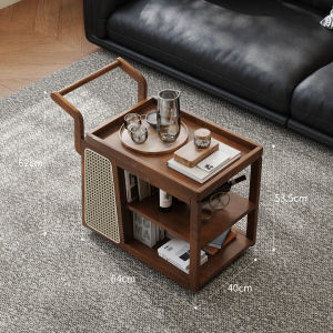TINGXU | Mobile Wooden Wicker Storage Cabinet