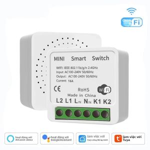 16A Tuya Công Tắc WiFi Thông Minh Mini Ngắt Wi-Fi Giao Tiếp Ứng Dụng Điều Khiển Hỗ Trợ Alexa Home Yandex Alice Sẵn Sàng Đi Phích Cắm Châu Âu