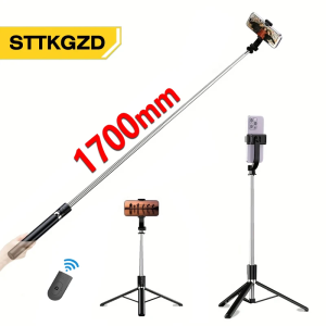 STTKGZD | Selfie Stick 1700mm Ultra Long Stretch Portable Phone Holder Bluetooth Remote With Fill light Tripod Stand For Live Broadcas