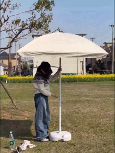 New 2.6M*2M Parasol Garden Patio Umbrella Sun Shade Beach Round retractable outdoor And lampstand