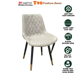 Ghế Ăn Bọc Da Pu T90 LOFT Trám Chân Sắt Sơn Tĩnh Điện. Nhập Khẩu Cao Cấp Hiện Đại Phù Hợp Căn Hộ Chung Cư Gia Đình