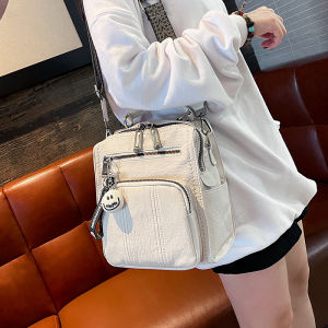 Fashionable Soft Leather Dual Shoulder Bag Womens 2025 New Style Multifunctional Crossbody Bag Retro Casual Womens Bag Trendy