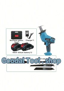 Cordless Portable Reciprocating Saw Sabre Brushless Electric Saw Small Handheld Chainsaw for Woodworking Outdoor Garden Wood Metal Cutter with Rechargeable Lithium Battery Saw Blades Power Tools Machines